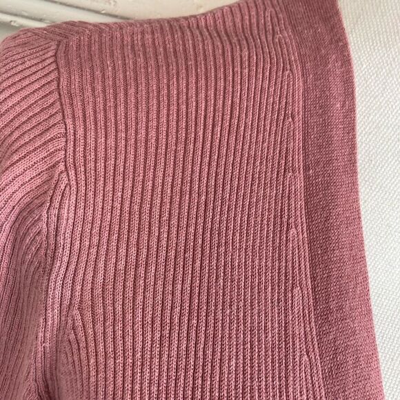 J. Jill Ribbed Dusty Rose Open-Front Cardigan w/ pockets lightweight ribbed - Picture 3 of 7